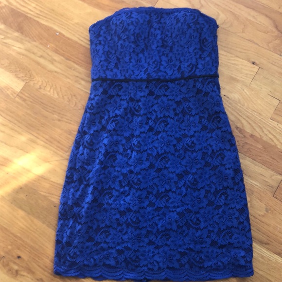 DVF walker royal blue lace strapless dress